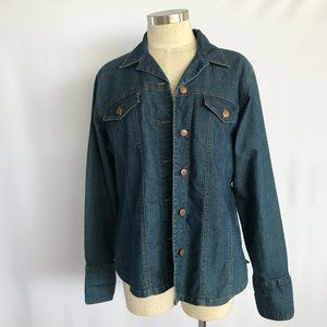 Bill Blass Jeanswear Dark Denim Stretch Blue Jean Jacket Sz M